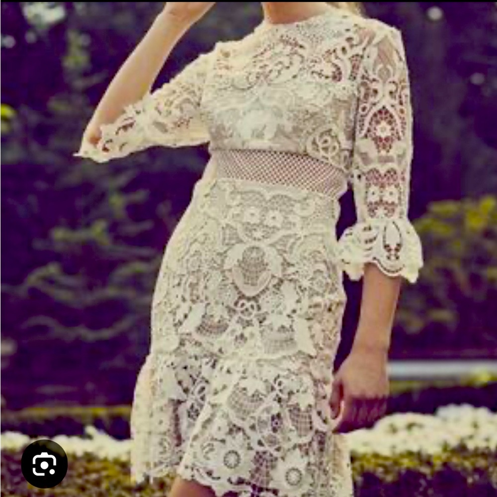 NWT Mestiza New York White Nude Lucia Ruffled Lace Mini Dress 8